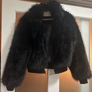 Oak + Fort Faux Fur Bomber Jacket